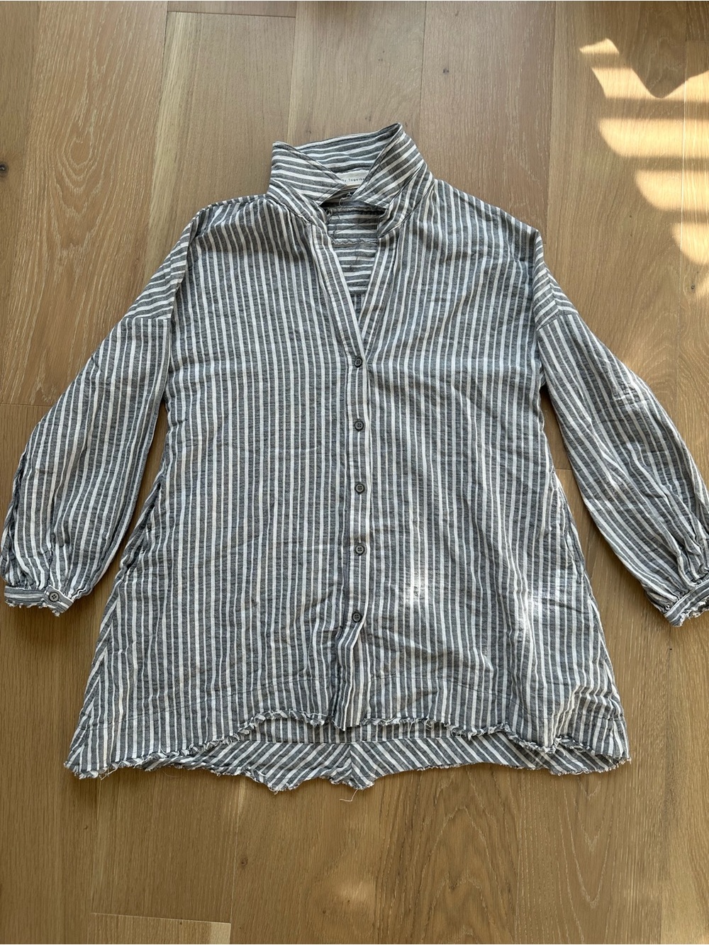 Women’s Oversized Striped Button Up Shirt Chore Coat Jacket Cardigan Size Small